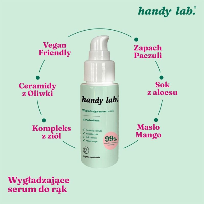 handy lab. Wygładzające serum do rąk Patchuli Mood, 50ml