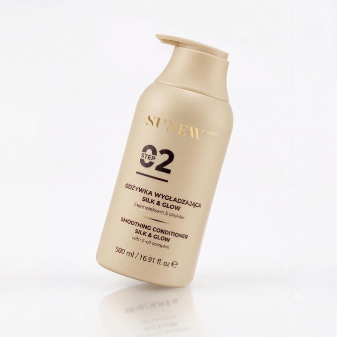 SunewMed+ Silk & Glow Wygładzająca odżywka do włosów z kompleksem 5 olejków 500 ml