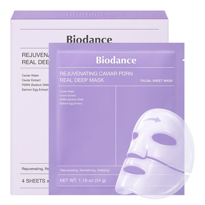 BIODANCE Rejuvenating Caviar PDRN Real Deep Mask Hydrożelowa maska w płachcie, 4 szt