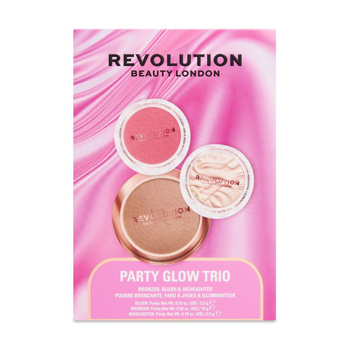 REVOLUTION Party Glow Face Powder Trio – trio pudrów do twarzy