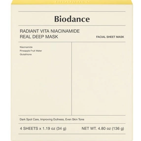 BIODANCE Radiant Vita Niacinamide Real Deep Mask Hydrożelowa maska w płachcie, 4 szt