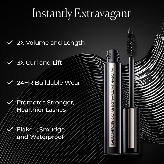 Laura Mercier Caviar Extravagant Mascara - tusz do rzęs, Black, 8.5 g