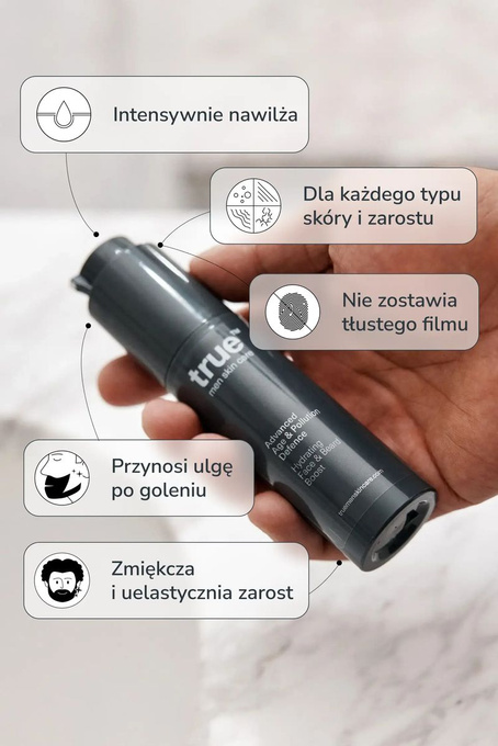 true™ men skin care Nawilżacz do twarzy i brody, 50 ml
