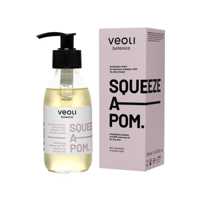 Veoli Botanica SQUEEZE A POM Emulgujący olejek do zmywania makijażu i SPF dla skóry tłustej, 150 ml