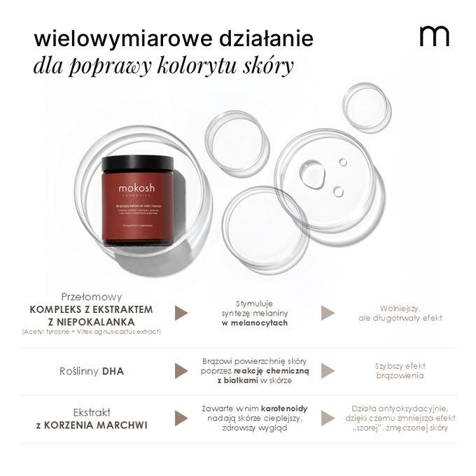 Mokosh brązujący balsam do ciała i twarzy pomarańcza z cynamonem
