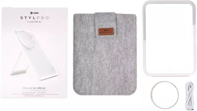 STYLPRO Glow & Go Mirror, lusterko z podświetleniem LED i powiększeniem 10-krotnym