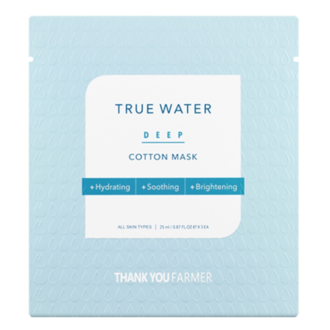 THANK YOU FARMER True Water Deep Cotton Mask 1 szt. Maska w płachcie nasączona nawilżającą esencją