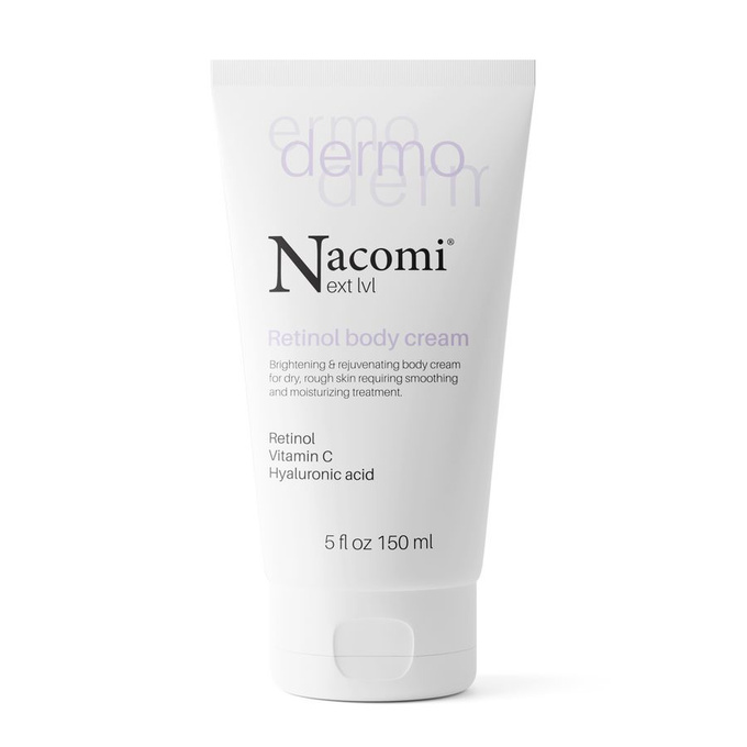 Nacomi Next Lvl Dermo Rozjaśniająco-odmładzający krem do ciała z retinolem i witaminą C, 150 ml