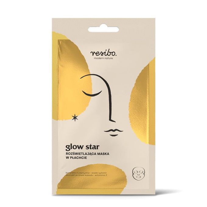 RESIBO Glow Star rozświetlająca maska w płachcie, 1 sztuka
