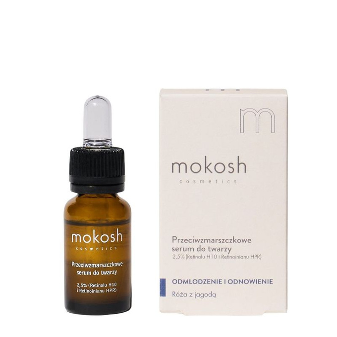 Przeciwzmarszczkowe serum do twarzy 2,5% Retinolu H10 i Retinoinianu HPR (Kompleks) Róża z jagodą