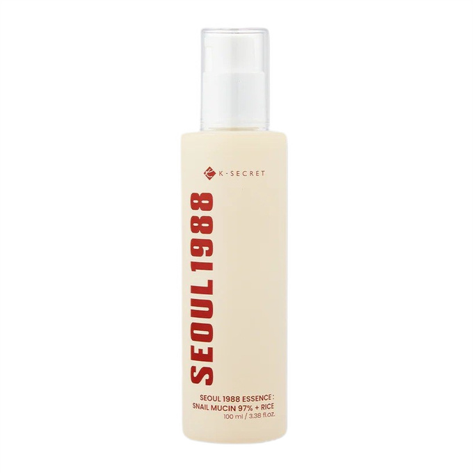 K-Secret Seoul 1988 Essence Snail Mucin 97% + Rice łagodząca esencja do twarzy z filtratem ze śluzu ślimaka i ryżem, 100 ml