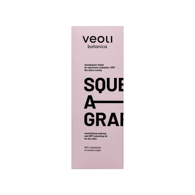 Veoli Botanica SQUEEZE A GRAPE Emulgujący olejek do zmywania makijażu i SPF dla skóry suchej, 150 ml