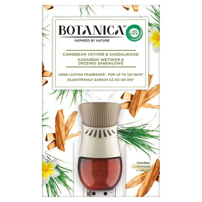 Botanica elektryczny odświeżacz powietrza Karaibski Wetiwer & Drzewo Sandałowe 19 ml