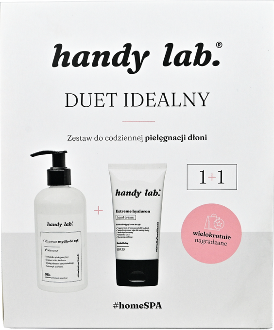 handy lab. Duet idealny: odżywcze mydło i krem do dłoni z kwasem hialuronowym i SPF30