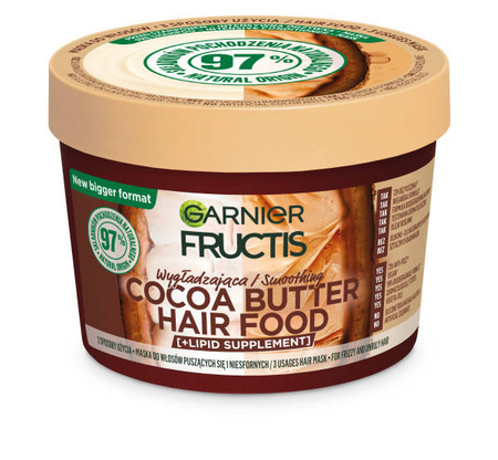 Fructis Cocoa Butter Hair Food wygładzająca maska do włosów puszących się i niesfornych 400 ml