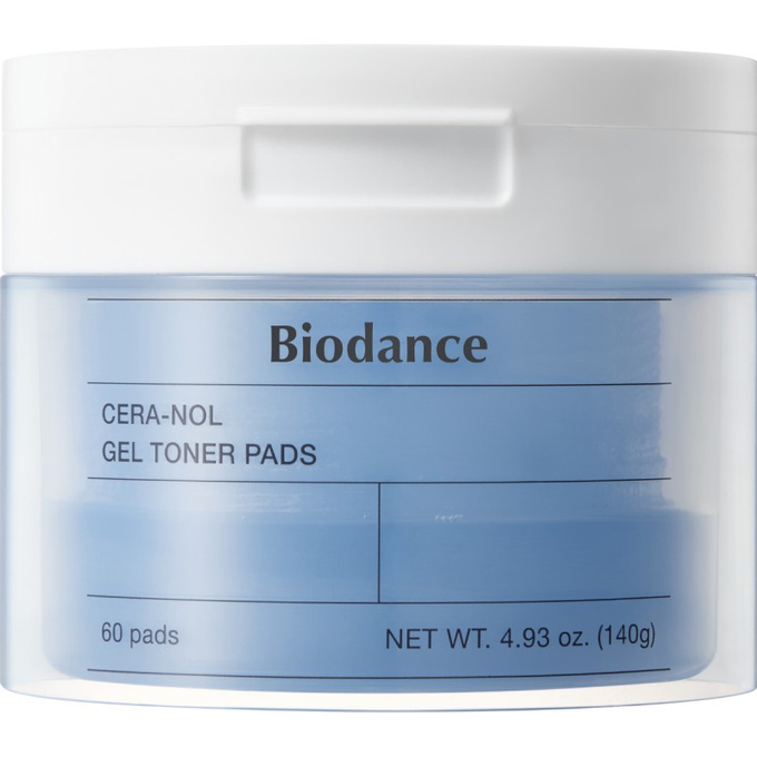 BIODANCE Cera-nol Gel Toner Pad Kojące płatki tonizujące z ceramidami i wodą lodowcową, 60 szt