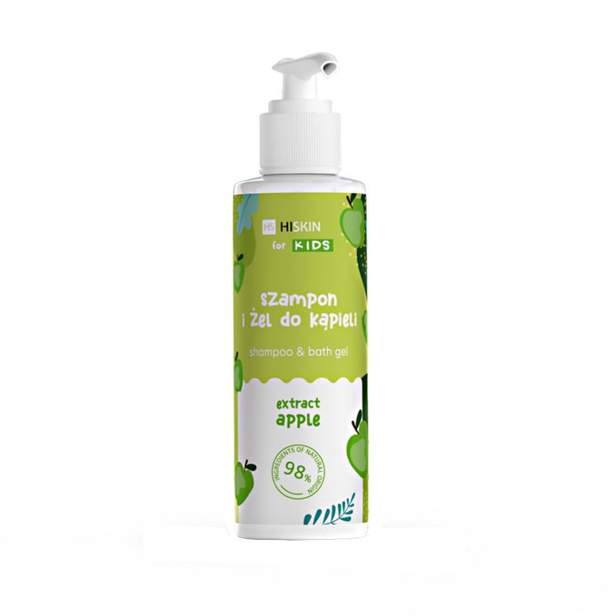 HISKIN KIDS Szampon & Żel do mycia ciała, 2w1 z ekstraktem jabłka i moringi, 280 ml