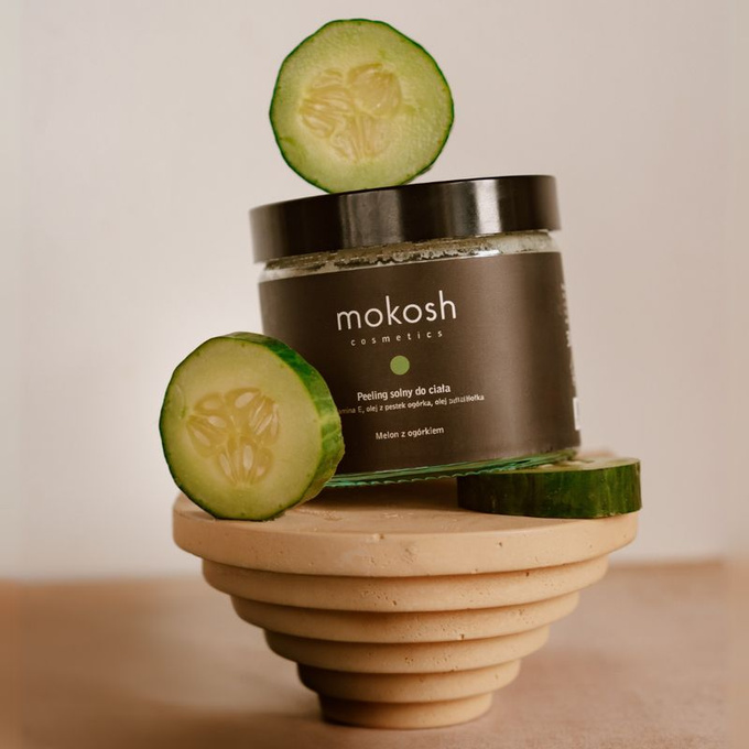 Mokosh Peeling Solny - Melon z ogórkiem, 300 ml
