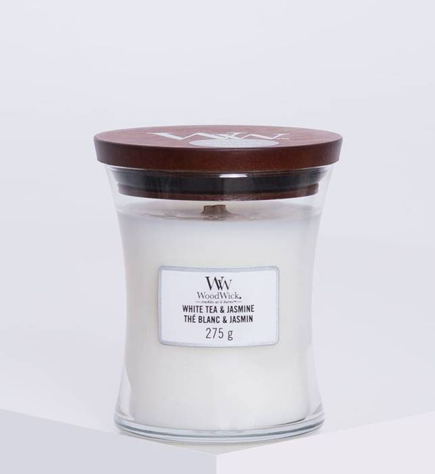 WoodWick Świeca średnia White tea & jasmine 275g