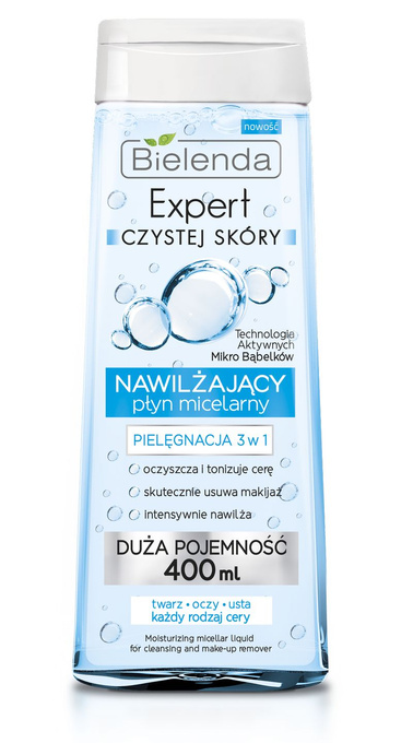 Bielenda Expert Czystej Skóry Nawilżający płyn micelarny 3w1, 400 ml