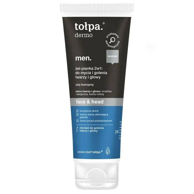 Tołpa Dermo Men face & head żel- pianka 2w1: do mycia i golenia twarzy i głowy 100 ml