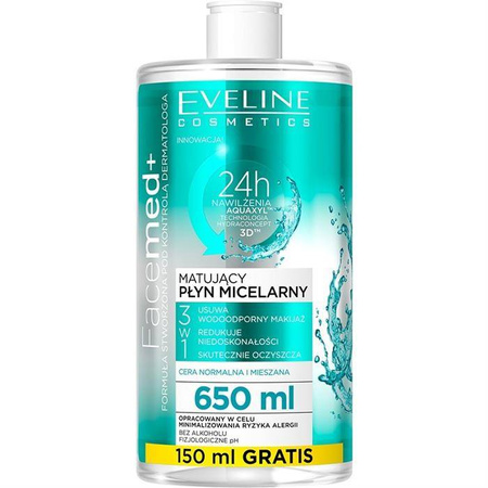 Eveline Matujący płyn micelarny 3W1 650 ml
