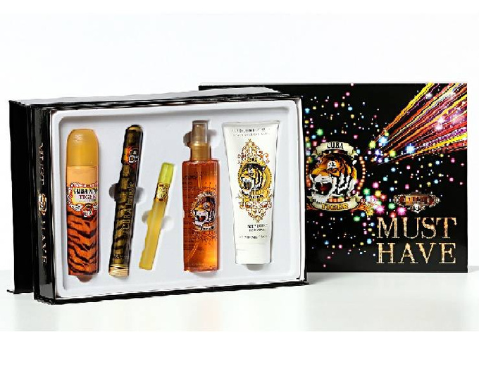 Cuba Tiger Must Have zestaw woda perfumowana spray 100 ml + woda perfumowana spray 35 ml + miniatura wody perfumowanej spray 15 ml + mgiełka spray 200 ml + balsam do ciała 200 ml