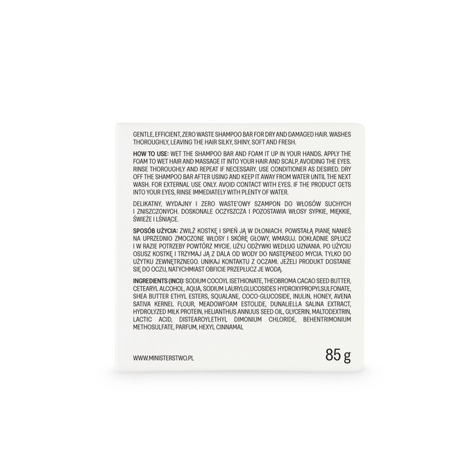 MINISTERSTWO. Mleko-miód-owies - Szampon w kostce, 85 g