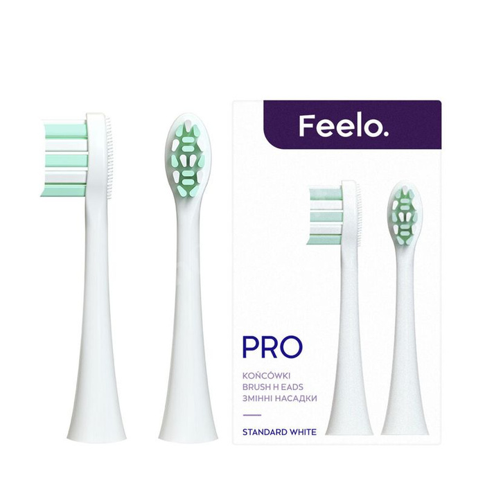 FEELO PRO końcówki WHITE STANDART do szczoteczki sonicznej PRO/PRO PREMIUM, 2 szt.