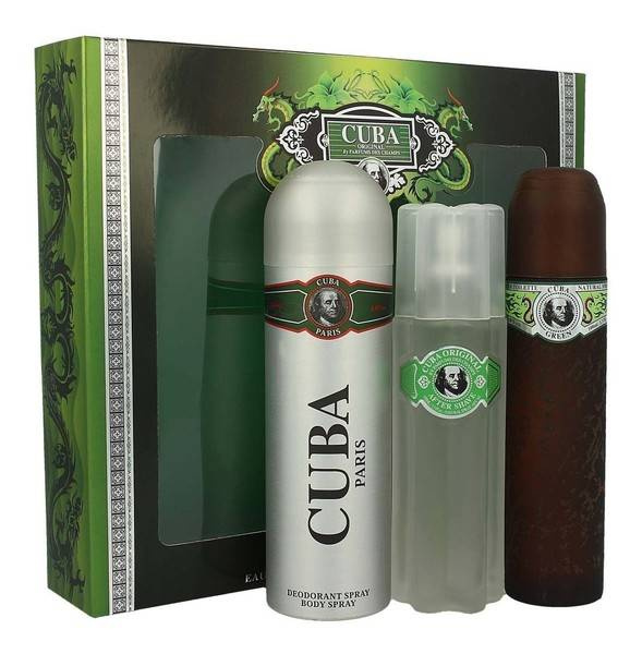 Cuba Green zestaw woda toaletowa spray 100 ml + woda po goleniu 100 ml + dezodorant spray 200 ml