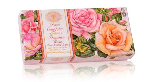 Fiorentino Zestaw 3 naturalnych mydeł włoskich o zapachu Róży
