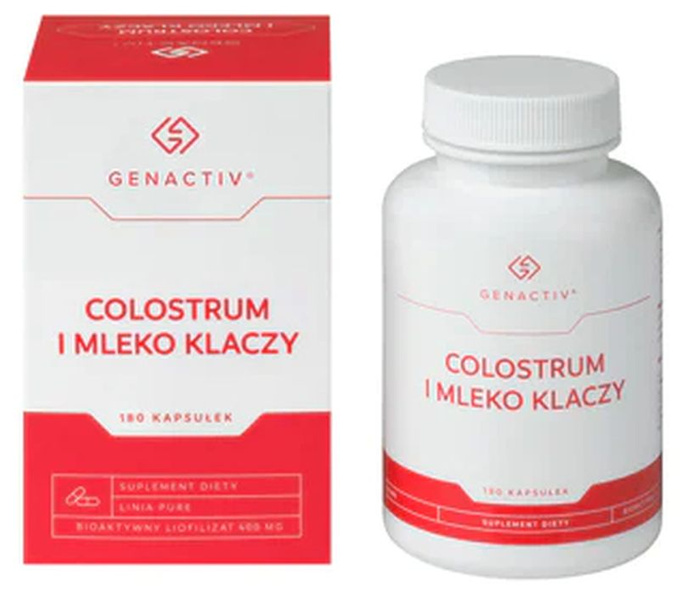 COLOSTRUM I MLEKO KLACZY GENACTIV, kapsułki 180 szt. 400 mg