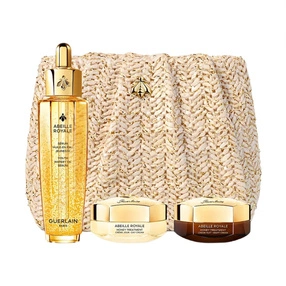 Guerlain Abeille Royale Youth Watery Oil Serum zestaw serum do twarzy 50 ml + krem na dzień 15 ml + krem na noc 15 ml + kosmetyczka