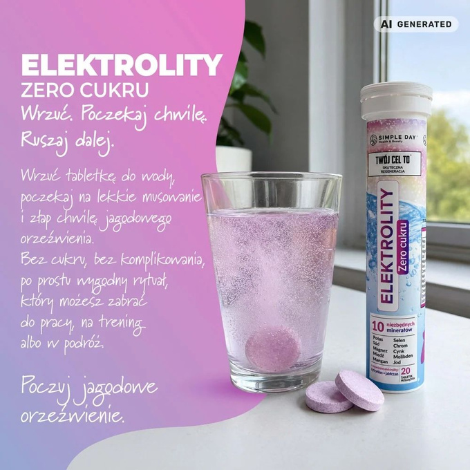 Twój Cel To Elektrolity Zero Cukru - smak jagodowy, 20 tabletek