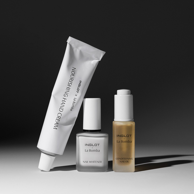 INGLOT x La Bomba Zestaw Hand & Nail Ritual Set Zestaw pielęgnacyjny do paznokci - Lakier, olejek do paznokci i krem do rąk