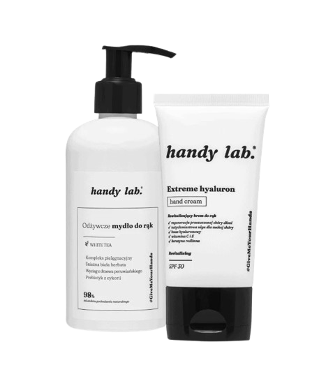 handy lab. Duet idealny: odżywcze mydło i krem do dłoni z kwasem hialuronowym i SPF30