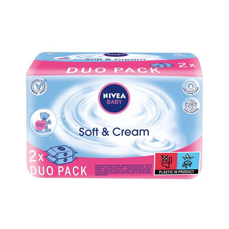 Baby Soft & Cream chusteczki oczyszczające duopack 2x63szt.