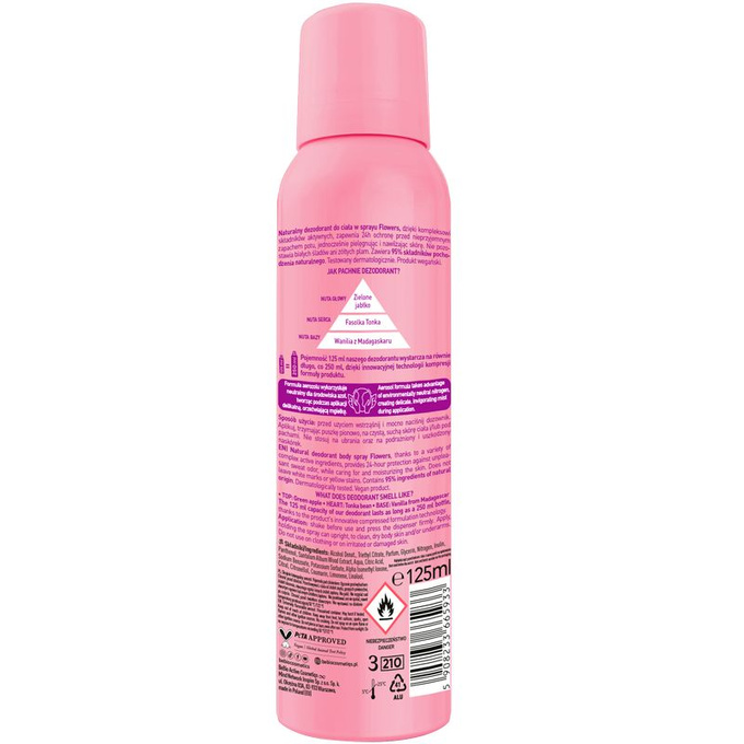 beBIO Naturalny dezodorant w sprayu Flowers, 125 ml