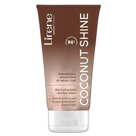 Lirene PERFECT TAN Rozświetlający złocisty krem do twarzy i ciała COCONUT SHINE 150 ml