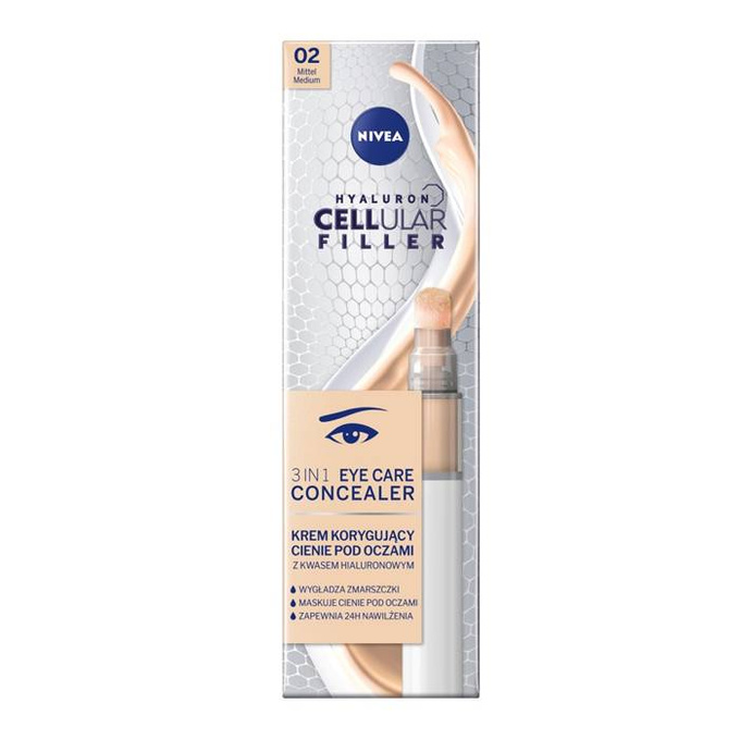 Hyaluron Cellular Filler 3In1 Eye Care Concealer krem korygujący cienie pod oczami 02 Medium 4 ml