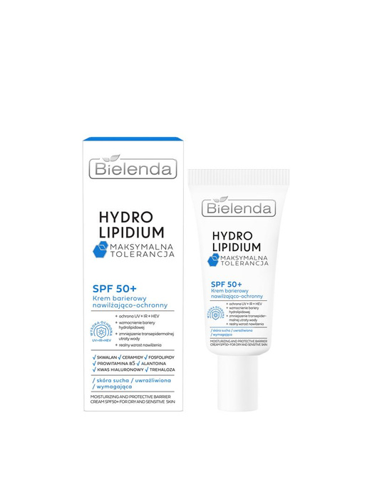 Bielenda Hydro Lipidium Krem barierowy SPF 50 nawilżająco-ochronny, 30 ml