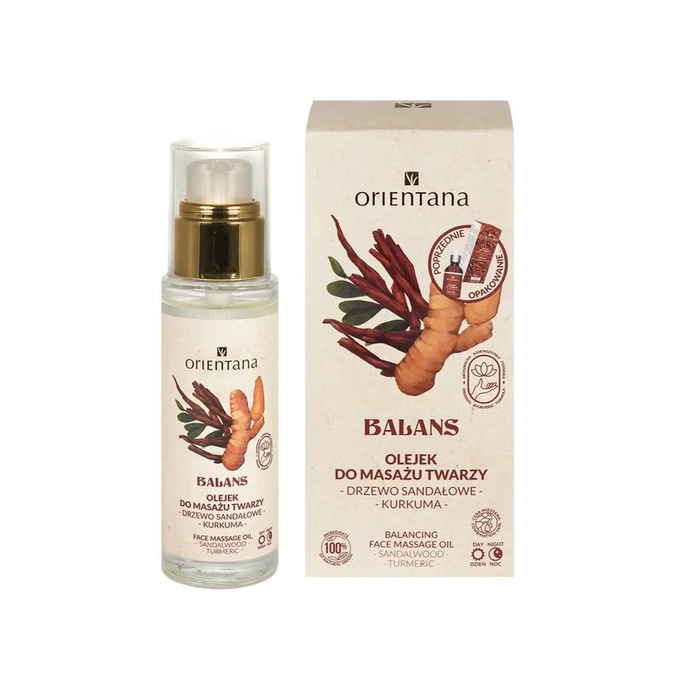 Orientana – Olejek do masażu twarzy Drzewo Sandałowe i Kurkuma, 30 ml