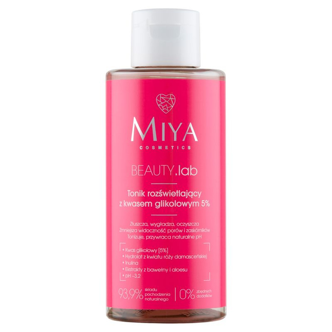 Miya BEAUTY.lab – Tonik rozświetlający z kwasem glikolowym 5%, 150 ml