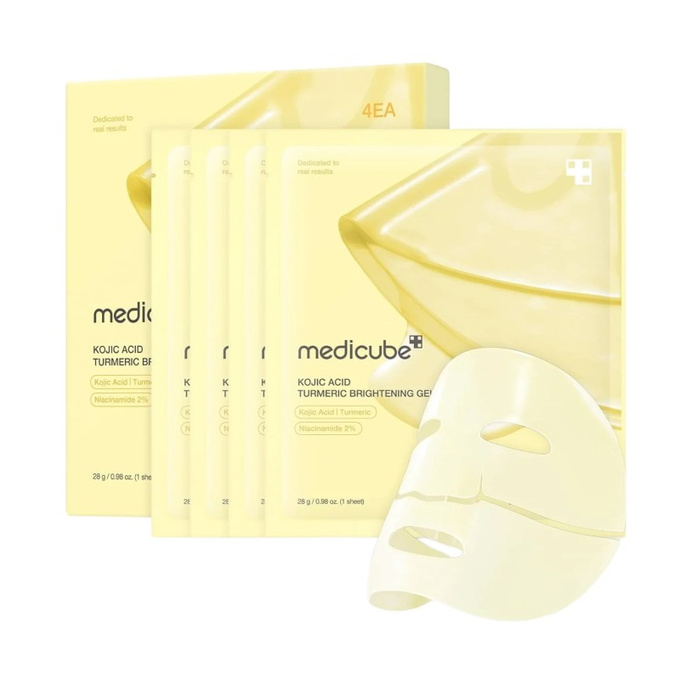 Medicube Kojic Acid Turmeric Brightening Gel Mask, rozjaśnijące maseczki żelowe 1 Box (4 szt. x 28 g)