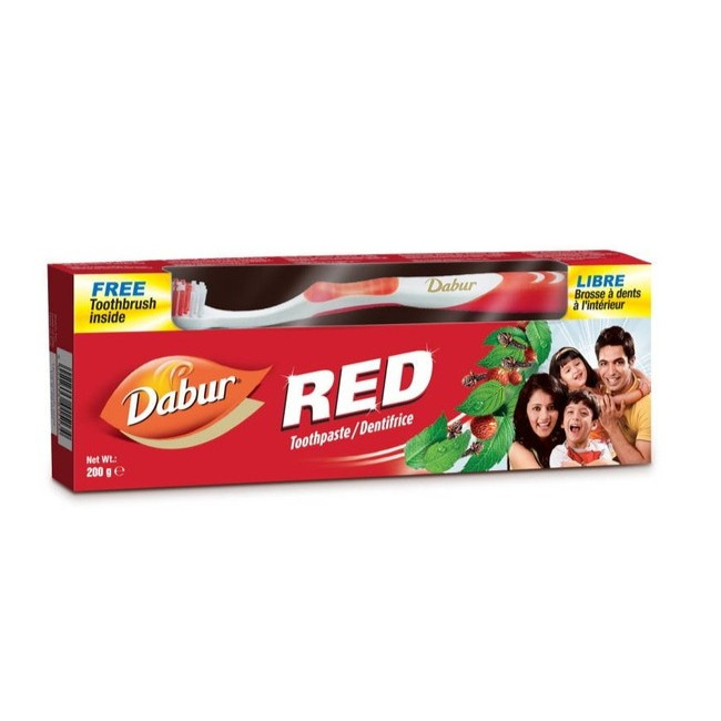 Dabur Herbal Red Toothpaste pasta do zębów neutralizująca nieświeży oddech + szczoteczka do zębów, 200 g