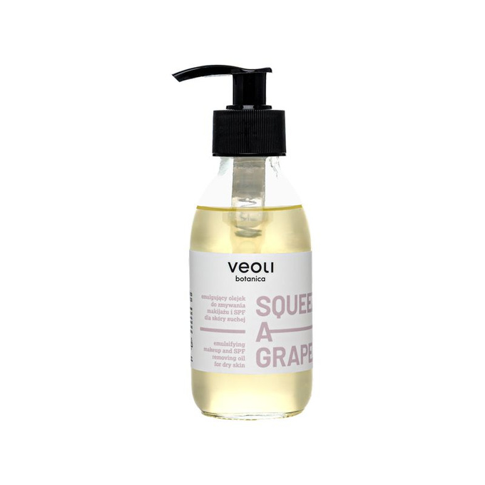 Veoli Botanica SQUEEZE A GRAPE Emulgujący olejek do zmywania makijażu i SPF dla skóry suchej, 150 ml
