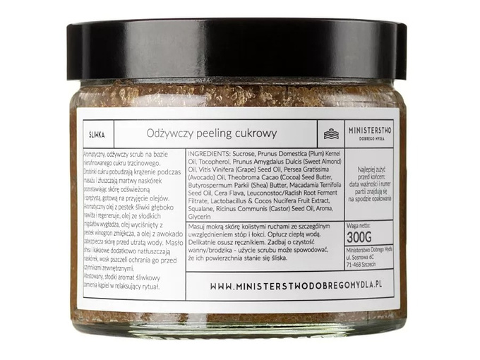 MINISTERSTWO. Śliwka - Odżywczy peeling cukrowy, 300 g