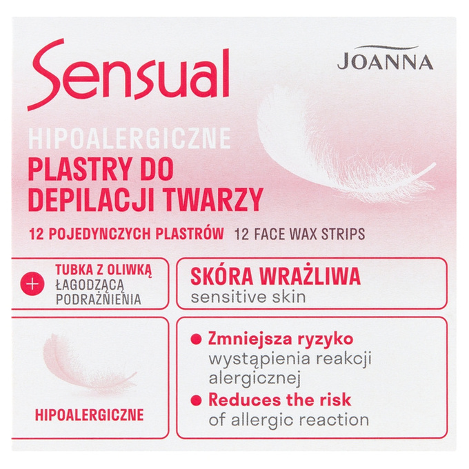 Sensual hipoalergiczne plastry do depilacji twarzy 12szt + tubka z oliwką łagodzącą 10 ml