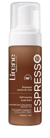 Lirene PERFECT TAN Brązująca pianka do ciała z organiczną wodą kokosową ESPRESSO 150 ml