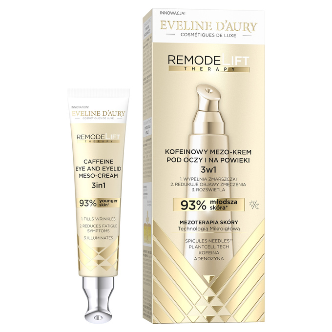 Eveline d'Aury Remodelift Therapy Kofeinowy mezo-krem pod oczy 3w1, 15 ml